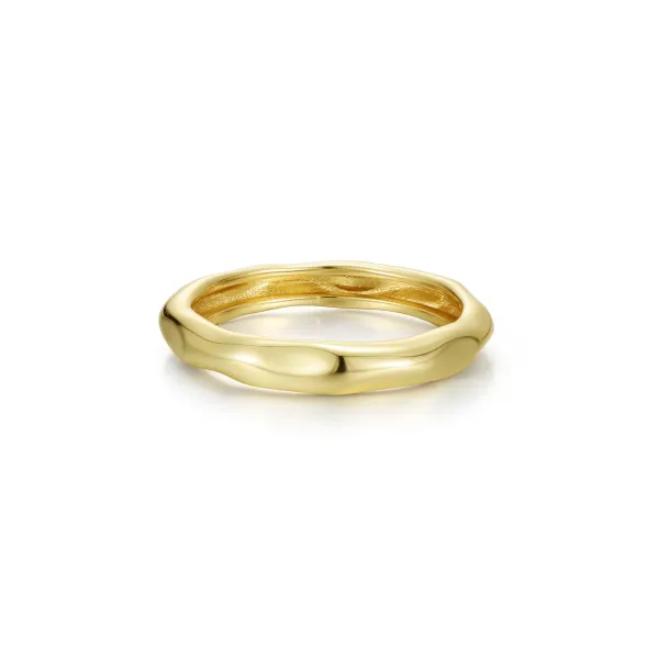 Molten Thin Band Ring in Sterling Silver Yellow Gold Image 2 Conti Jewelers Endwell, NY