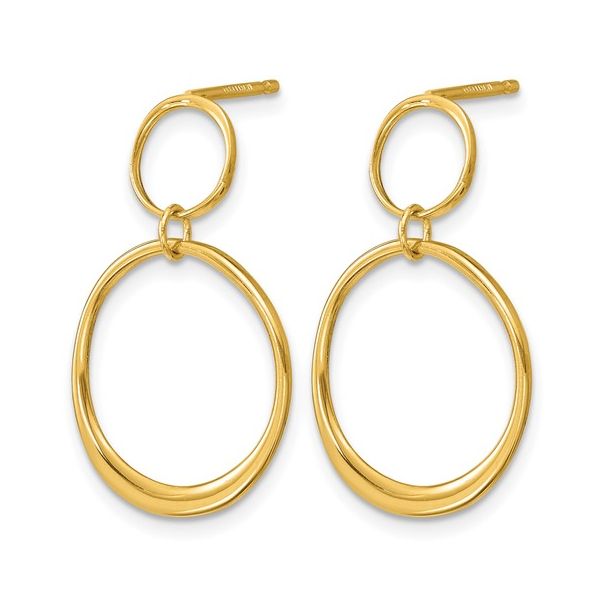 Circle Dangle Post Earrings in 14k Yellow Gold Image 2 Conti Jewelers Endwell, NY
