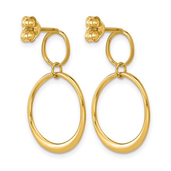 Circle Dangle Post Earrings in 14k Yellow Gold Image 3 Conti Jewelers Endwell, NY