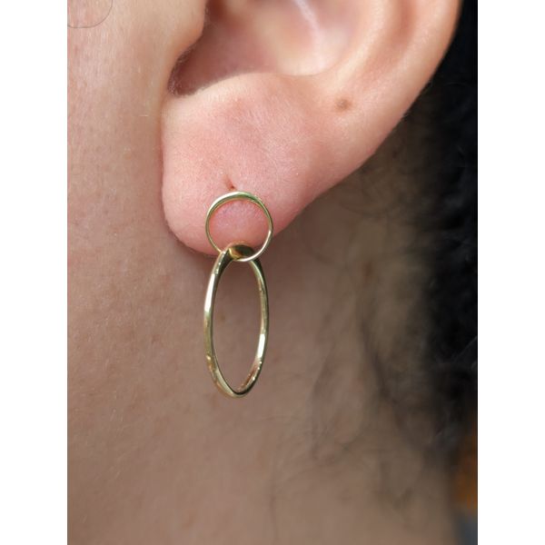 Circle Dangle Post Earrings in 14k Yellow Gold Image 4 Conti Jewelers Endwell, NY