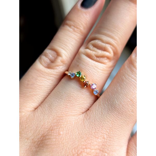 14k Yellow Gold 0.03cttw Diamond & 0.35cttw Multi Sapphire Ring Image 2 Conti Jewelers Endwell, NY