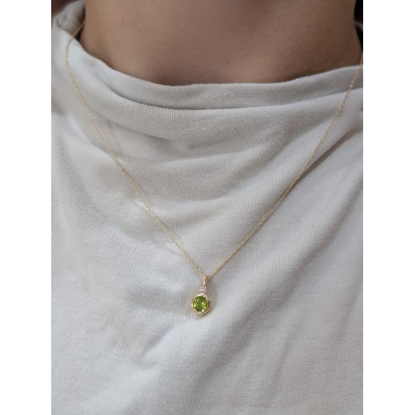 Diamond and Peridot August Birthstone Necklace in 10k Yellow Gold Image 2 Conti Jewelers Endwell, NY