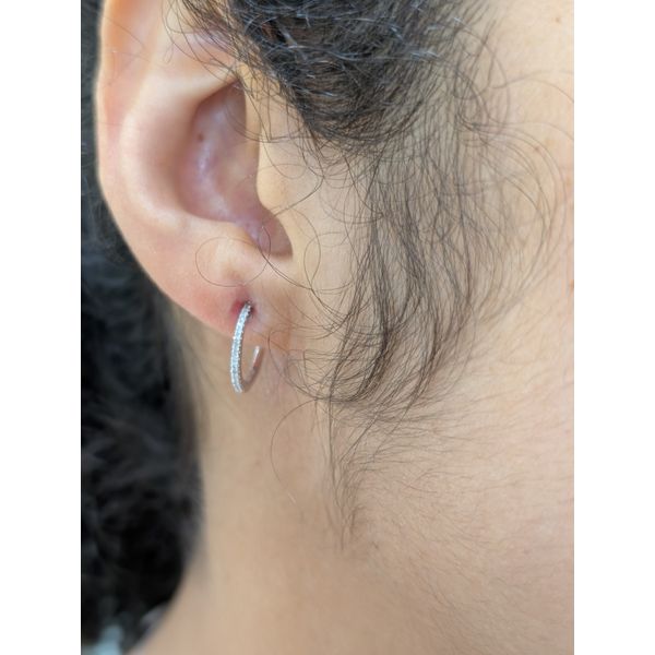 1/10th Ct. tw. Diamond Huggie Earrings in 14k White Gold Image 2 Conti Jewelers Endwell, NY