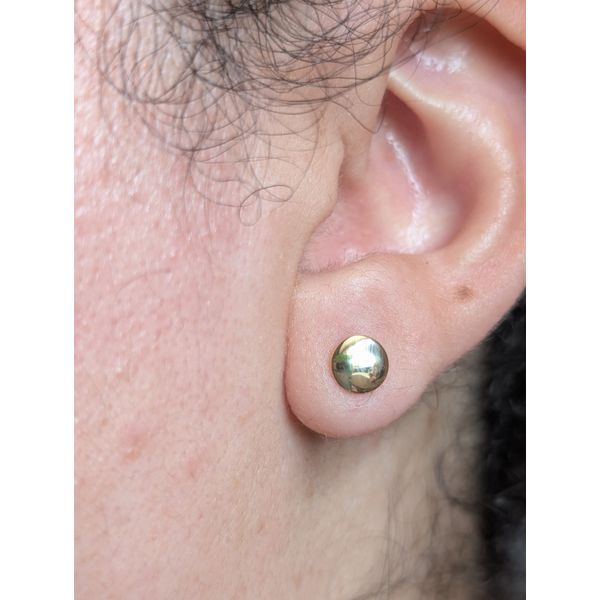 6mm Round Flat Stud Earrings in 14k Yellow Gold Image 2 Conti Jewelers Endwell, NY
