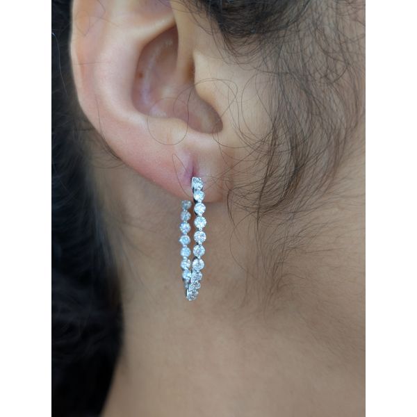 1 1/2 Ct. tw. Lab-Grown Diamond Inside-Out Hoop Earrings in 14k White Gold Image 2 Conti Jewelers Endwell, NY