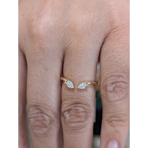 1/4 Ct. tw. Pear-Shaped Diamond Open Wedding Band in 14k Yellow Gold Image 2 Conti Jewelers Endwell, NY