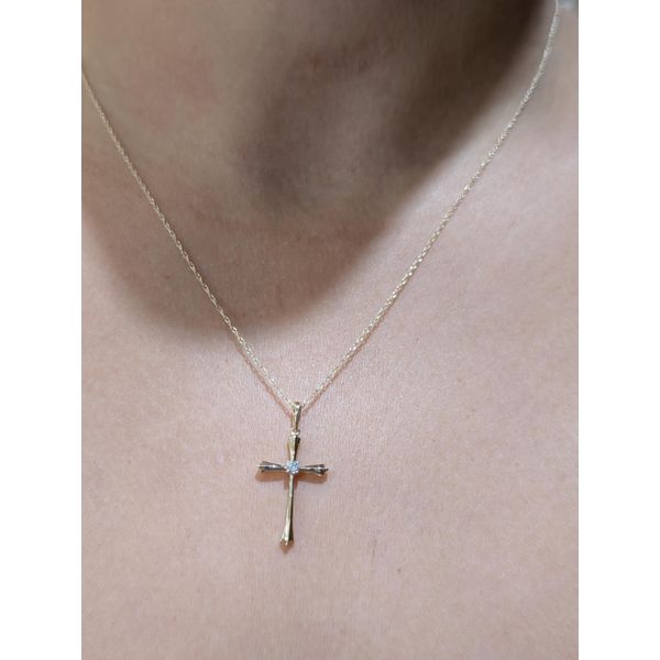 1/20th Ct. tw. Diamond Tapered Cross in 10k Yellow Gold Image 2 Conti Jewelers Endwell, NY