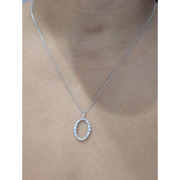 Diamond Oval Pendant in 14k White Gold Image 2 Conti Jewelers Endwell, NY