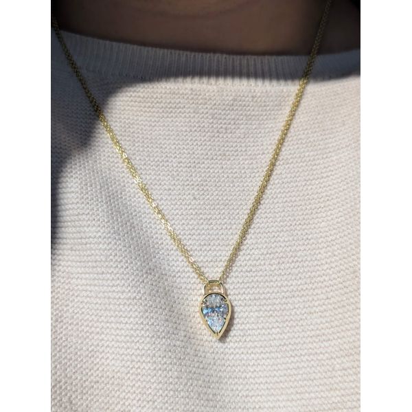 Pear Diamond Bezel-Set Double Link Chain in Sterling Silver Yellow Gold Image 2 Conti Jewelers Endwell, NY