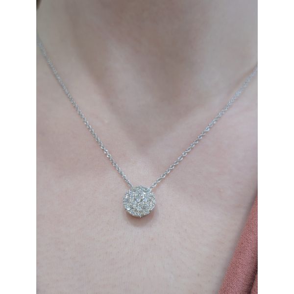 Diamond Cluster Circle Necklace in 14k White Gold Image 2 Conti Jewelers Endwell, NY