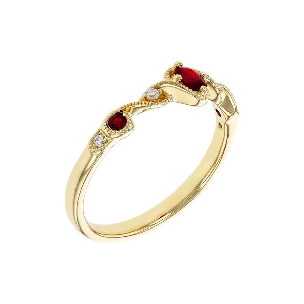 0.31 cttw. Ruby and Diamond Twist Milgrain Ring in 14k Yellow Gold Image 2 Conti Jewelers Endwell, NY