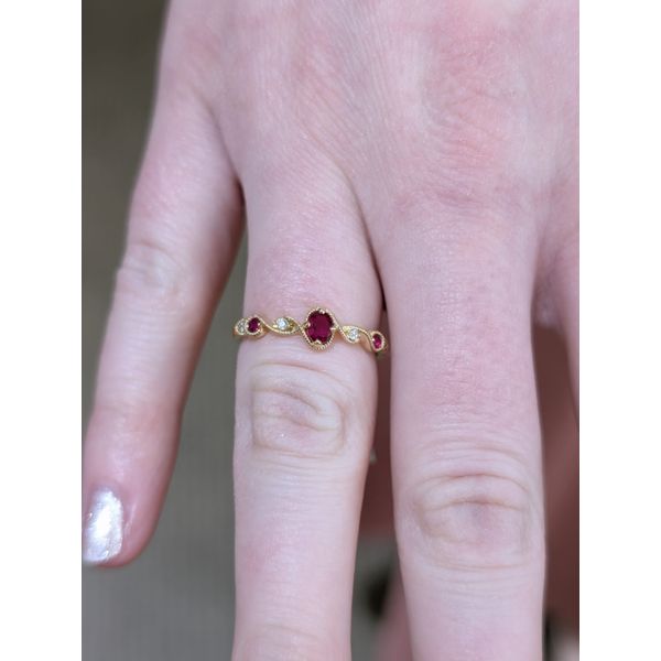 0.31 cttw. Ruby and Diamond Twist Milgrain Ring in 14k Yellow Gold Image 3 Conti Jewelers Endwell, NY