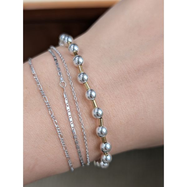 5mm Bead and Tube Bracelet in Sterling Silver and Yellow Gold Image 2 Conti Jewelers Endwell, NY