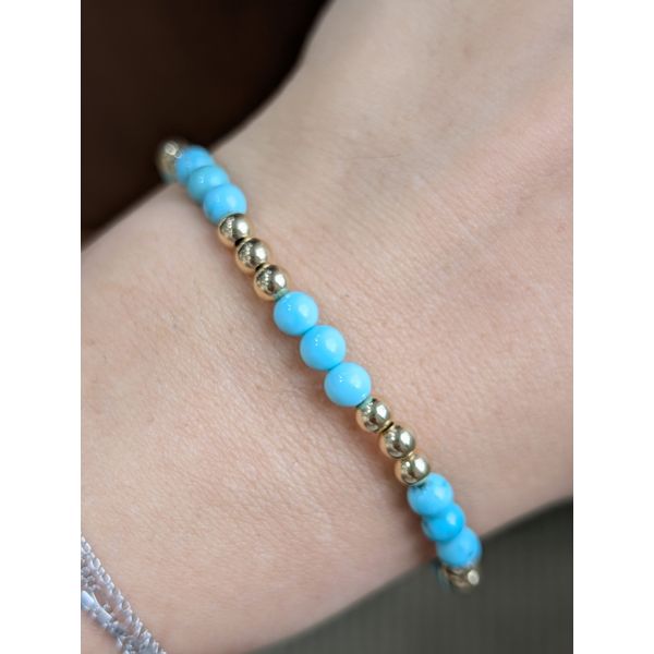 4mm Howlite Bead Bracelet in Yellow Gold Image 2 Conti Jewelers Endwell, NY