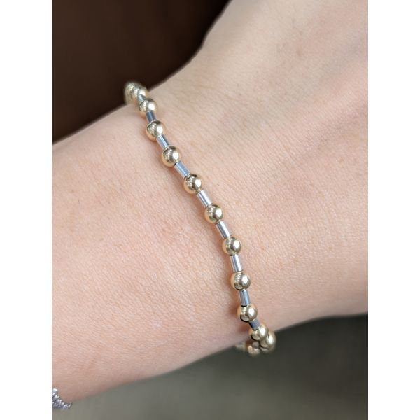 4mm Bead Bracelet in Sterling Silver and Yellow Gold Image 2 Conti Jewelers Endwell, NY