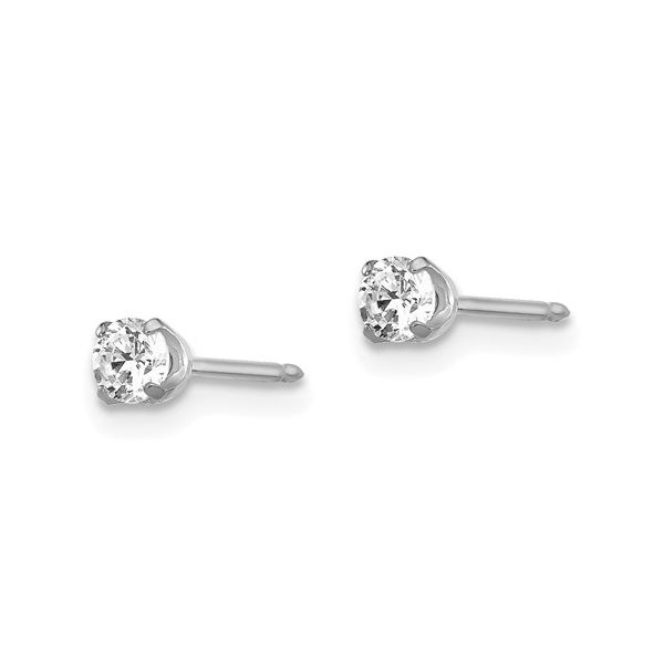 3mm CZ Inverness Earrings in 14k White Gold Image 2 Conti Jewelers Endwell, NY