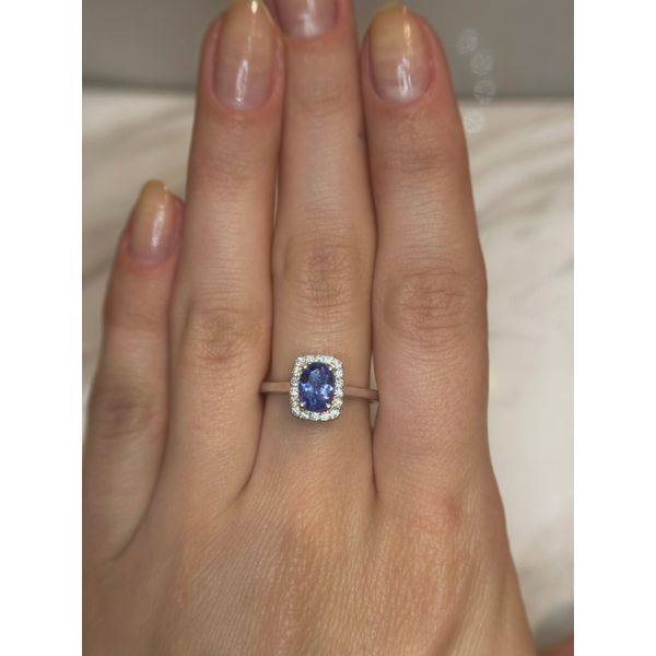 14k White Gold 0.17 Diamond Halo & 0.78 Tanzanite Ring Image 2 Conti Jewelers Endwell, NY