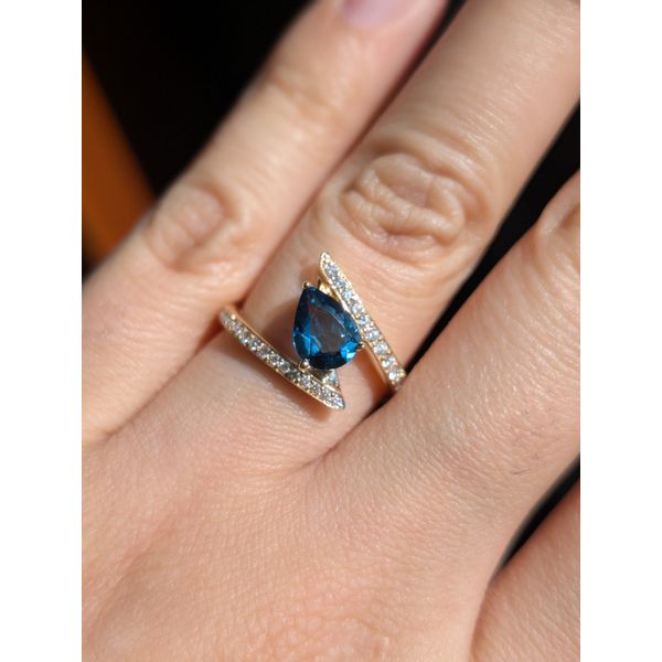 1.285 cttw. London Blue Topaz and Diamond Bypass Ring in 14k Yellow Gold Image 3 Conti Jewelers Endwell, NY