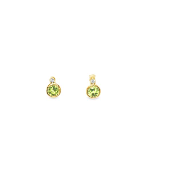 0.05 cttw. Diamond and 1 cttw. Peridot Stud Earrings in 10k Yellow Gold Conti Jewelers Endwell, NY