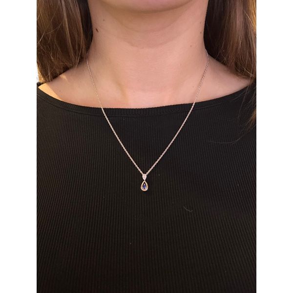 .27cttw Sapphire & Diamond Teardrop Pendant Necklace in 14k White Gold Image 3 Conti Jewelers Endwell, NY