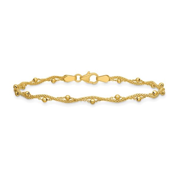 Twisted Satellite Bracelet in 14k Yellow Gold Image 3 Conti Jewelers Endwell, NY