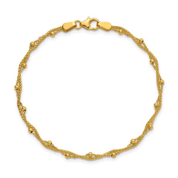 Twisted Satellite Bracelet in 14k Yellow Gold Image 4 Conti Jewelers Endwell, NY
