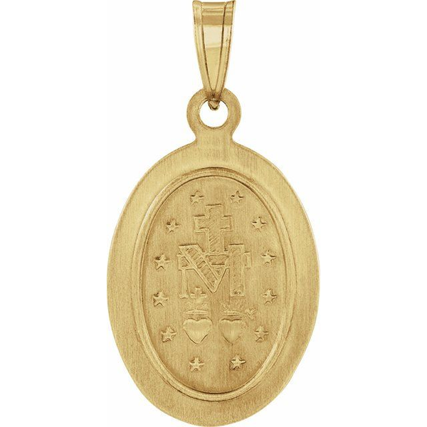 Oval Hollow Miraculous Medal in 14k Yellow Image 2 Conti Jewelers Endwell, NY