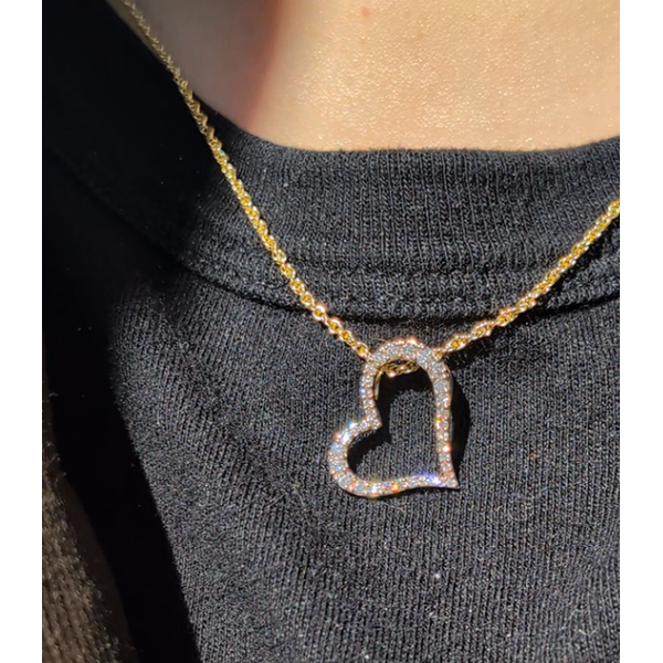 18in Heart Necklace with .24cttw of Diamond in 14k yellow gold Image 2 Conti Jewelers Endwell, NY