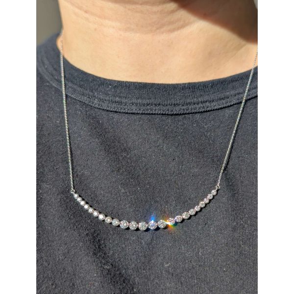 Graduated Diamond Bar Necklace in 14k White Gold Image 2 Conti Jewelers Endwell, NY