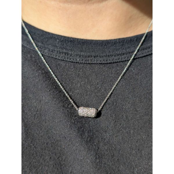 .53cttw Diamond Tube Charm Necklace in 14k White Gold Image 2 Conti Jewelers Endwell, NY