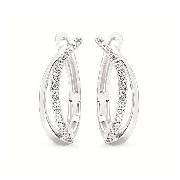 .12cttw Diamond Hinged Wavy Organic Hoops in 14k White Gold Conti Jewelers Endwell, NY