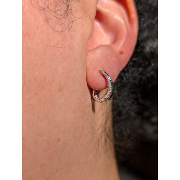 .12cttw Diamond Hinged Wavy Organic Hoops in 14k White Gold Image 2 Conti Jewelers Endwell, NY