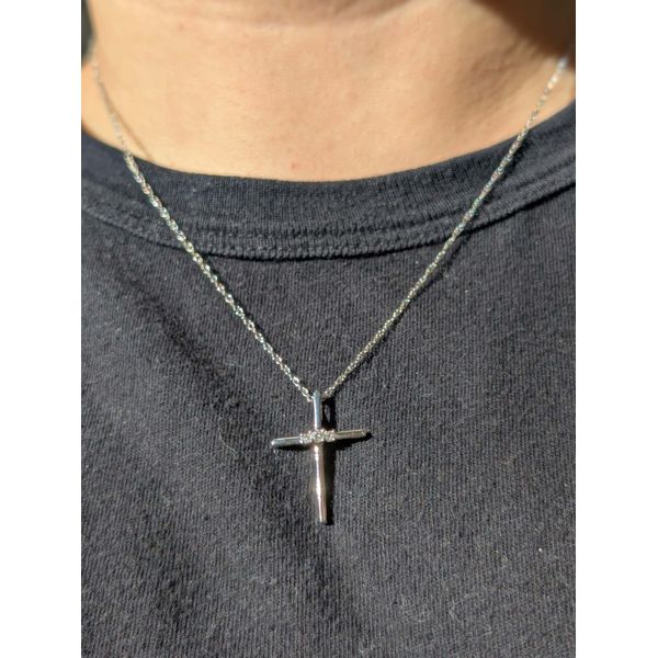 .1cttw Diamond Cross Necklace on 18in Rope Chain Crafted in Sterling Silver Image 2 Conti Jewelers Endwell, NY