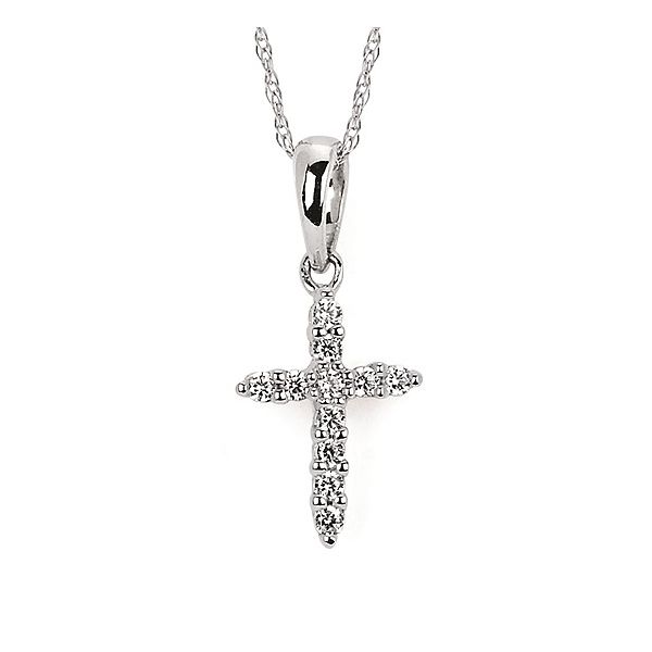 0.08cttw Diamond Mini Cross Pendant in 14k White Gold Conti Jewelers Endwell, NY