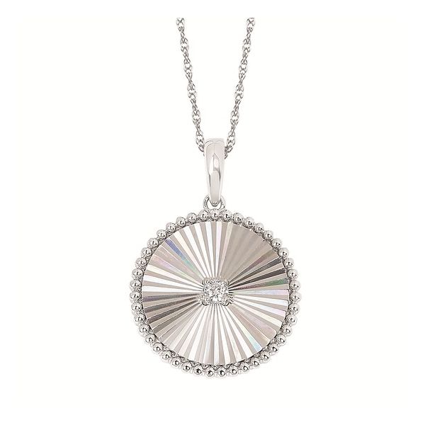 Laser Cut Disc Pendant with .04ct Diamond in 14k White Gold Conti Jewelers Endwell, NY