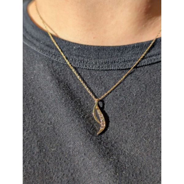 Organic Wave Pendant with .13cttw Diamonds in 14k YG Image 2 Conti Jewelers Endwell, NY