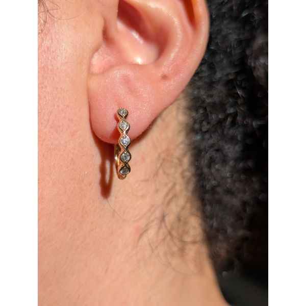 Milgrain Hoops with .25cttw of Diamond in 14k Yellow Gold Image 2 Conti Jewelers Endwell, NY