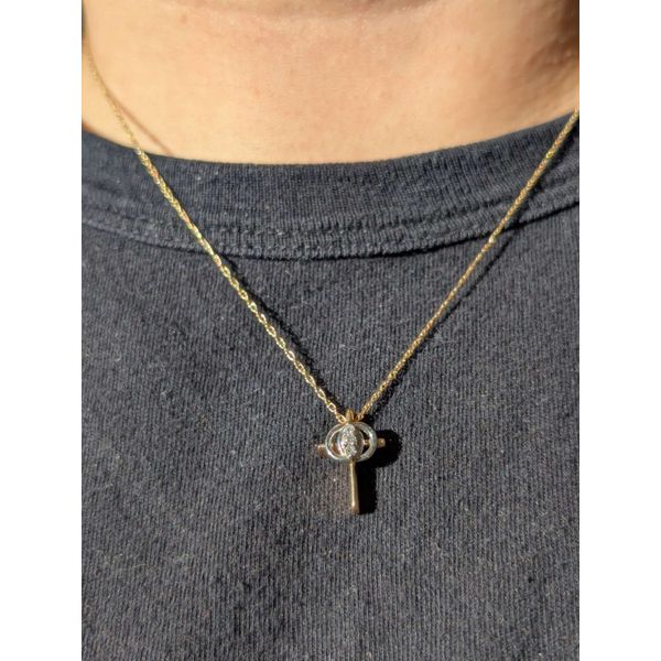 Marriage & Cross Pendant with 0.05cttw Diamond in 14k Yellow and White Gold Image 2 Conti Jewelers Endwell, NY