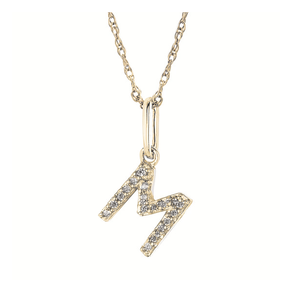 "M" Initial necklace in 10k Yellow Gold with .05ctw Diamond Conti Jewelers Endwell, NY