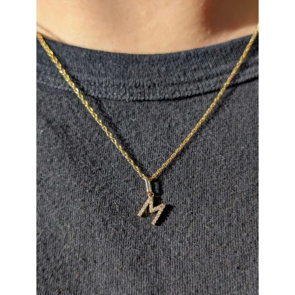 "M" Initial necklace in 10k Yellow Gold with .05ctw Diamond Image 2 Conti Jewelers Endwell, NY