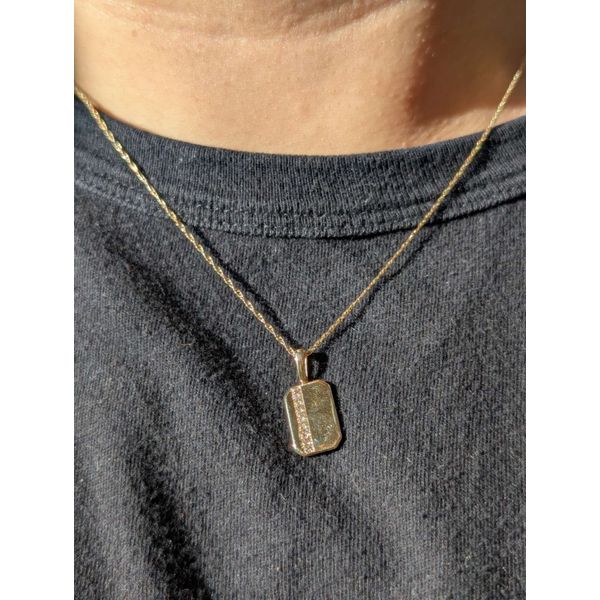 Dog Tag Style Pendant with .08cttw Diamond in 14k Yellow Gold Image 2 Conti Jewelers Endwell, NY