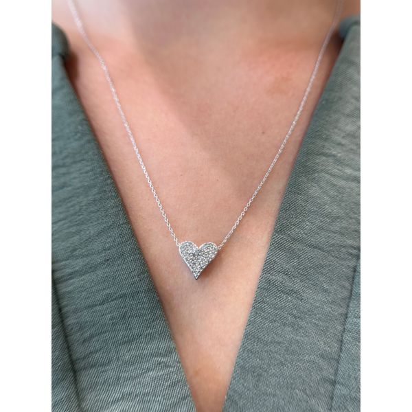0.2cttw Diamond Small Heart Cluster Necklace in Sterling Silver Image 2 Conti Jewelers Endwell, NY