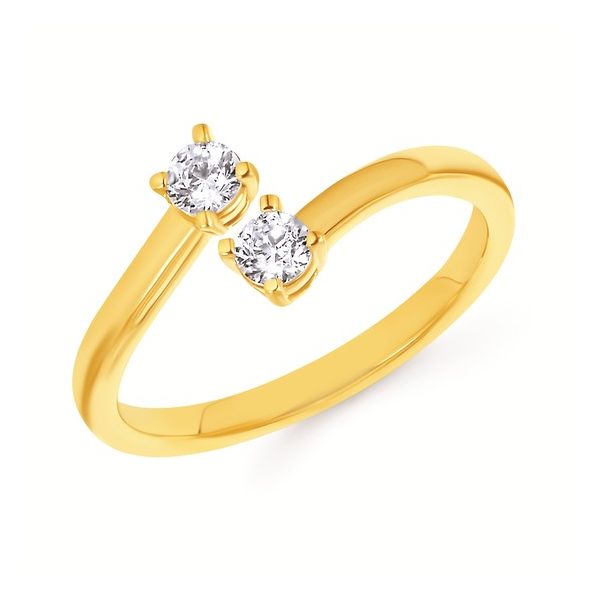 0.26cttw Diamond Two stone Sterling Silver & Gold Plated Ring Conti Jewelers Endwell, NY
