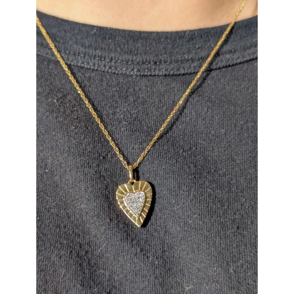 Yellow Gold Plated Heart Necklace with .12cttw Diamond on 18in Chain Image 2 Conti Jewelers Endwell, NY
