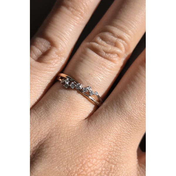 .10cttw Diamond Scatter Ring in 14k White and Yellow Gold Size 6.5 Image 2 Conti Jewelers Endwell, NY
