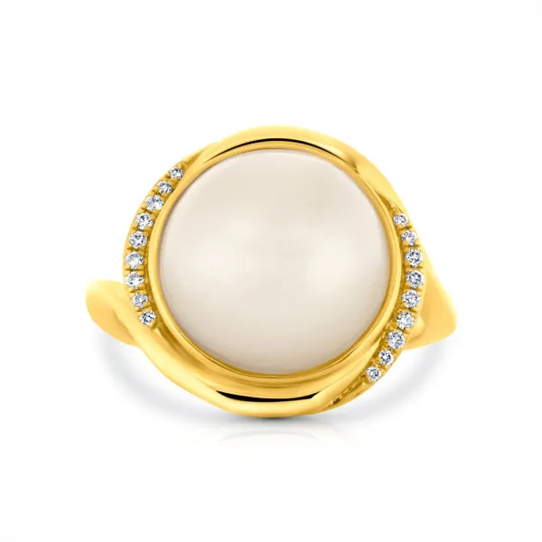 4.63ct Mabe Pearl & .07cttw Diamond Ring in 14k Yellow Gold Conti Jewelers Endwell, NY