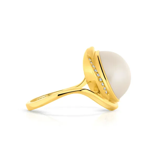 4.63ct Mabe Pearl & .07cttw Diamond Ring in 14k Yellow Gold Image 2 Conti Jewelers Endwell, NY