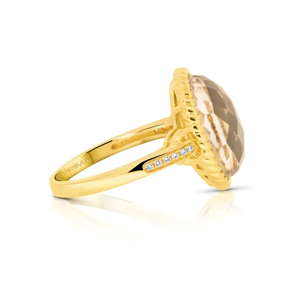 5.92ct Smokey Quartz & .05 Diamond Bezel Ring Crafted in 14k Yellow Gold Size 6.5 Image 2 Conti Jewelers Endwell, NY