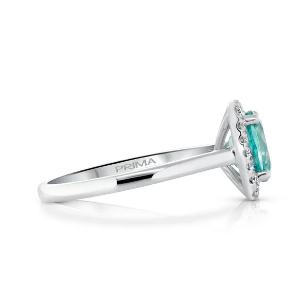 1.98ct Blue Zircon & .21 Diamond Halo Ring Crafted in 14k White Gold Size 6.5 Image 2 Conti Jewelers Endwell, NY
