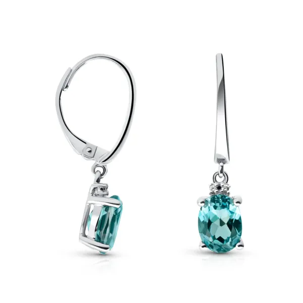2.84ctw London Blue Topaz & .02 Diamond Drop Earrings Crafted in 14k White Gold Conti Jewelers Endwell, NY